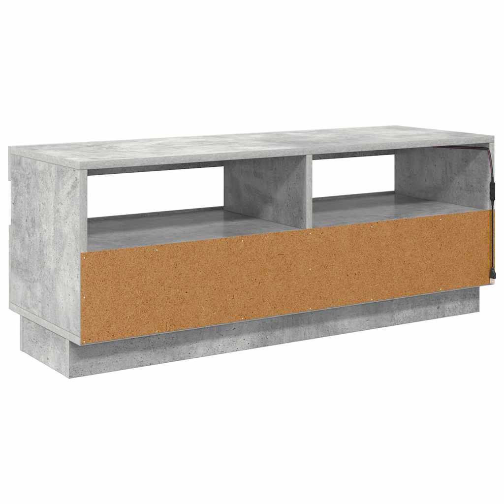 tv-bord med LED-lys 100x35x40 cm betongrå
