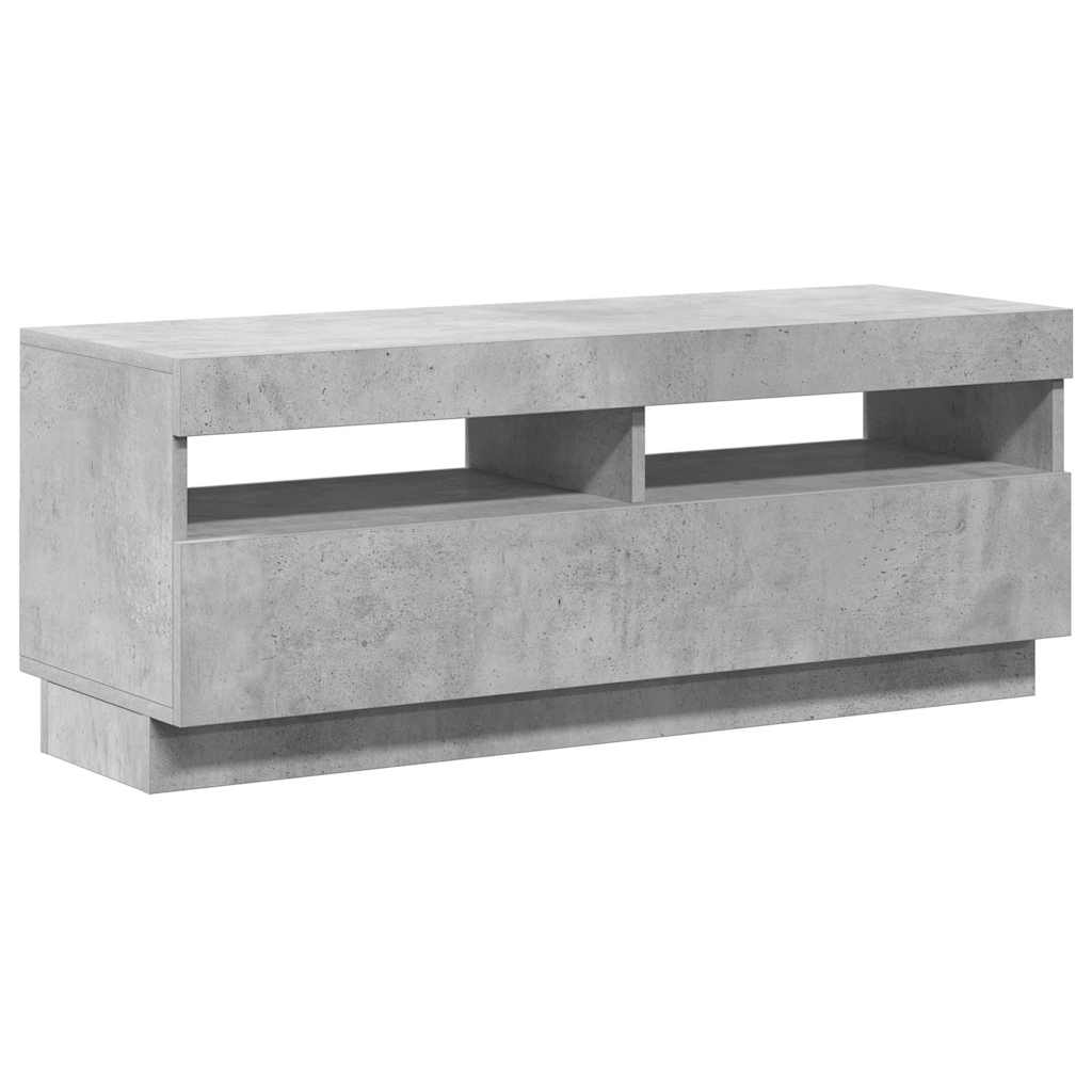 tv-bord med LED-lys 100x35x40 cm betongrå