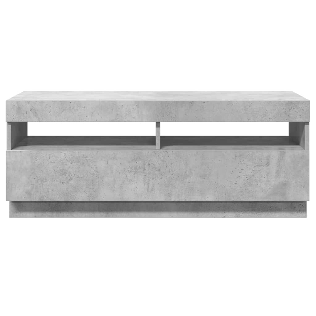 tv-bord med LED-lys 100x35x40 cm betongrå