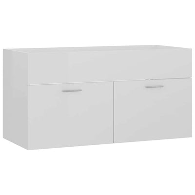 skab til håndvask 90x38,5x46 cm konstrueret træ hvid højglans