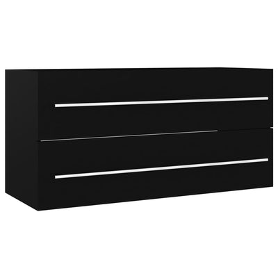 skab til håndvask 100x38,5x48 cm konstrueret træ sort