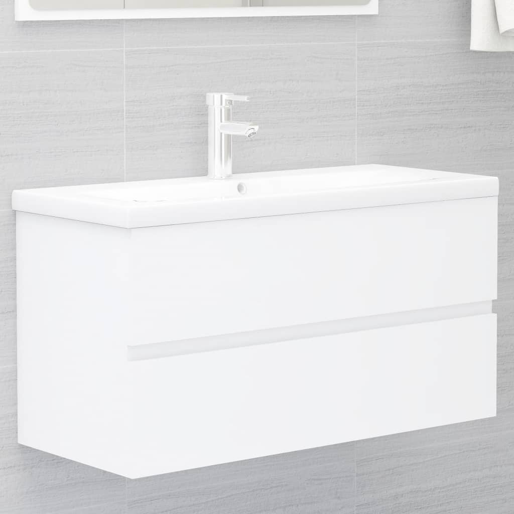 skab til håndvask 90x38,5x45 cm konstrueret træ hvid