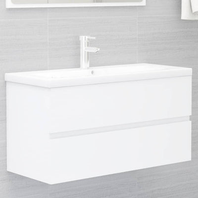 skab til håndvask 90x38,5x45 cm konstrueret træ hvid