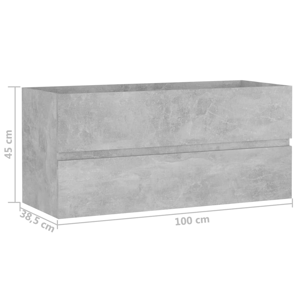 skab til håndvask 100x38,5x45 cm konstrueret træ betongrå