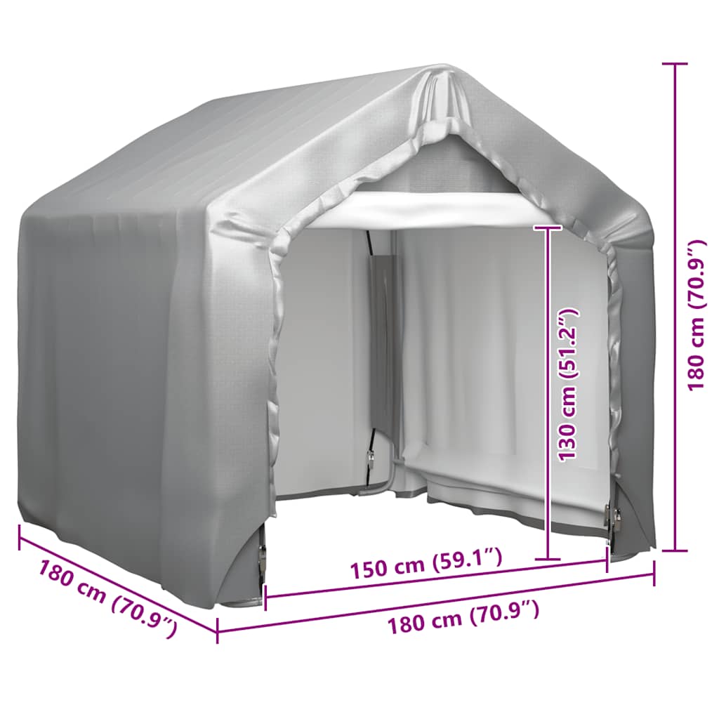opbevaringstelt 180x180 cm galvaniseret stål grå