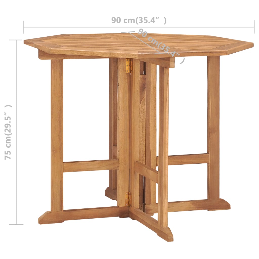 udendørs spisebordssæt 5 dele foldbart massivt teaktræ