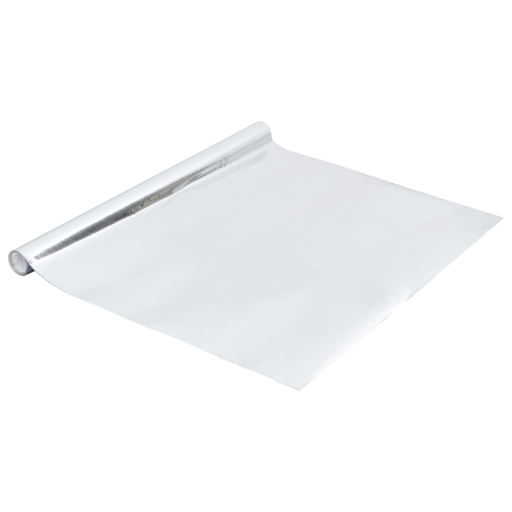 selvklæbende folie til møbler 500x90 cm PVC sølvfarvet højglans
