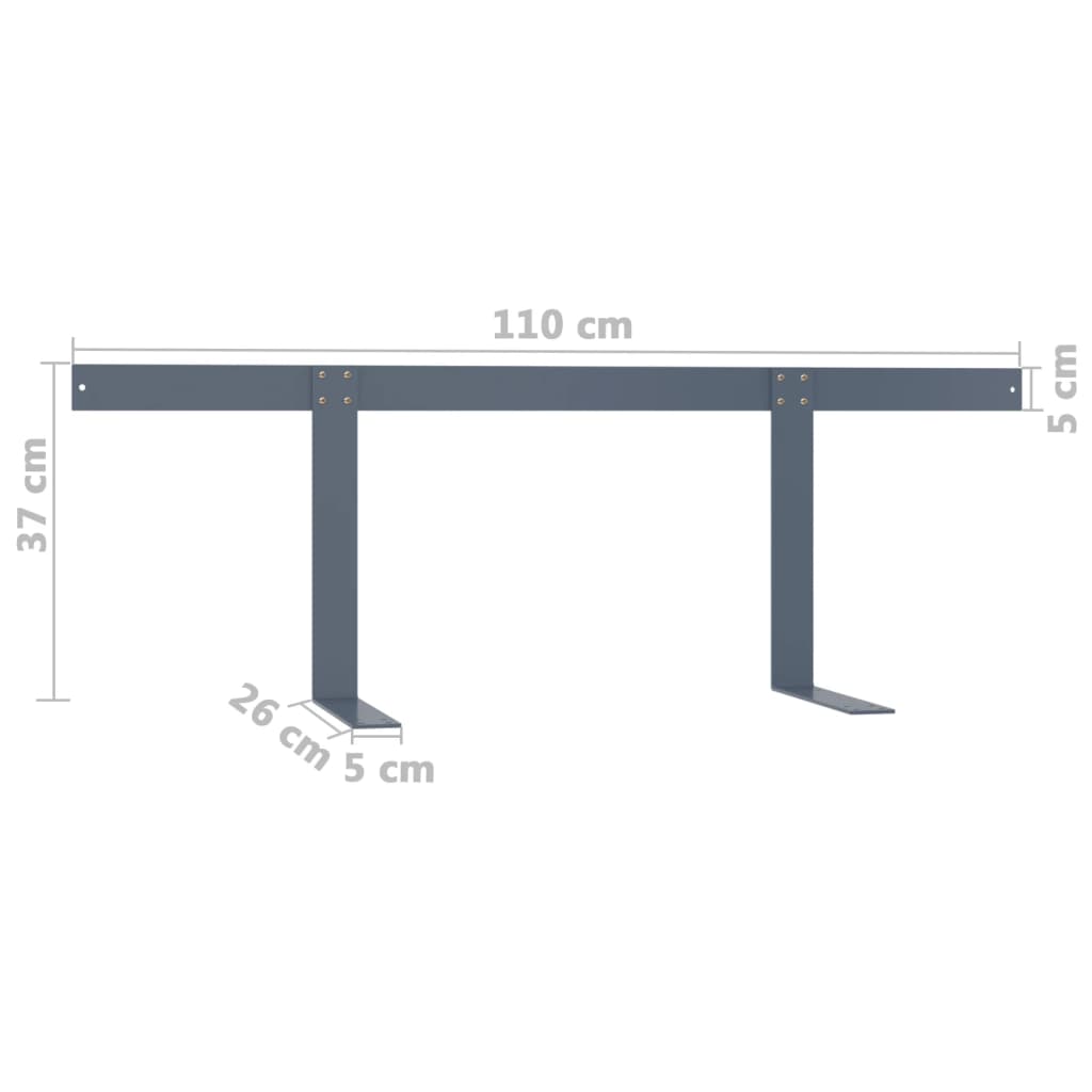 ryglæn til pallesofa 110 cm jern lysegrå