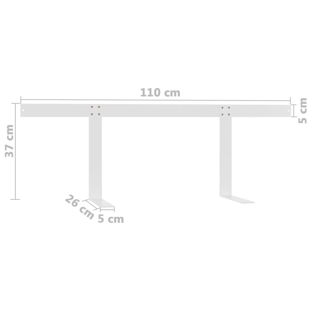 ryglæn til pallesofa 110 cm jern hvid