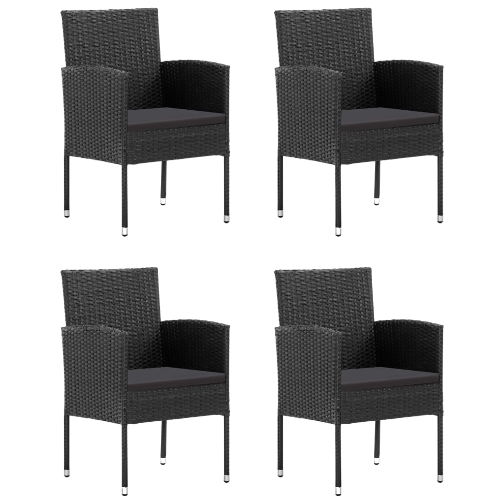 spisebordssæt til haven 5 dele polyrattan sort