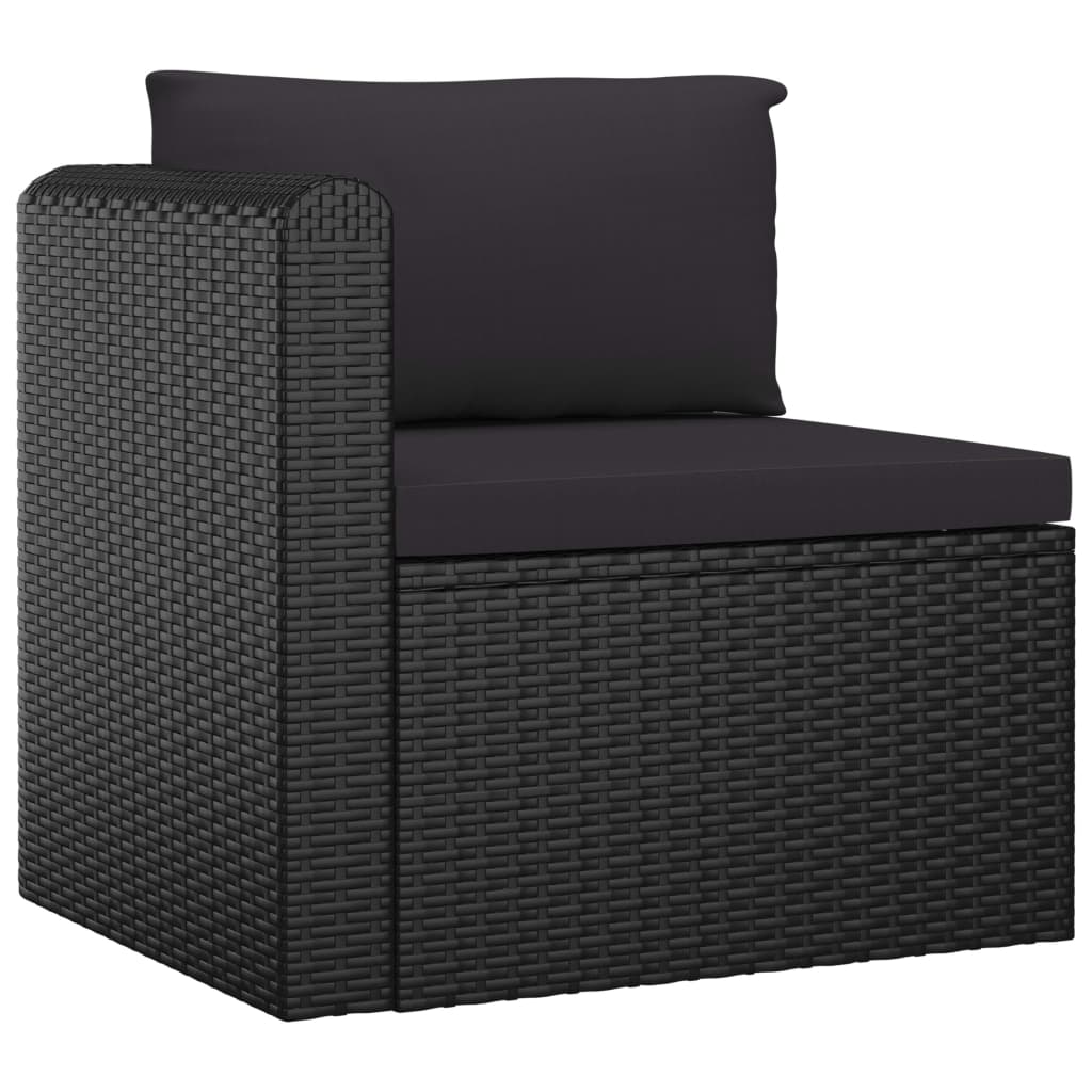 loungesæt til haven 9 dele med hynder polyrattan sort