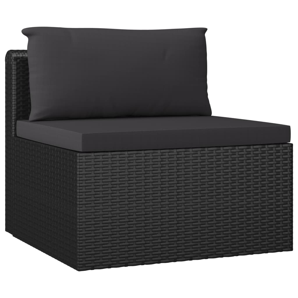 loungesæt til haven 9 dele med hynder polyrattan sort