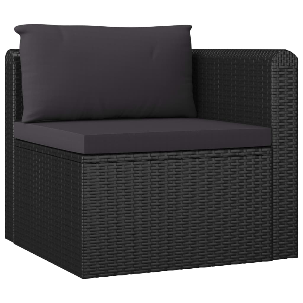 loungesæt til haven 9 dele med hynder polyrattan sort