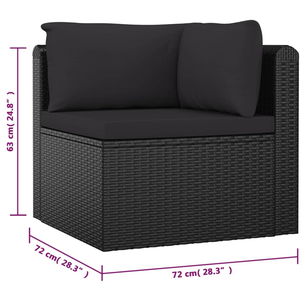 loungesæt til haven 9 dele med hynder polyrattan sort
