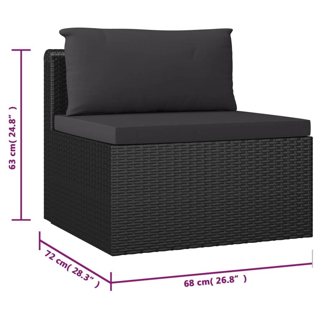 loungesæt til haven 9 dele med hynder polyrattan sort