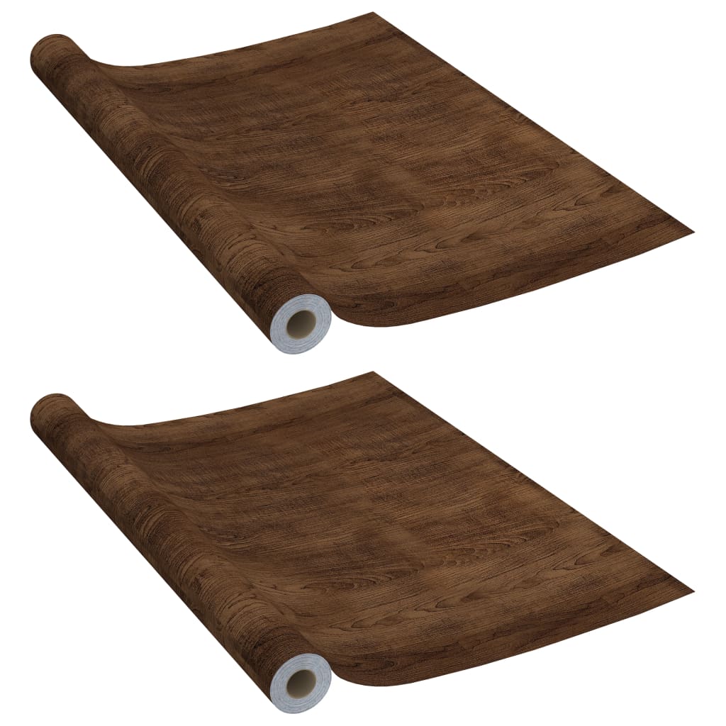 selvklæbende møbelfolie 2 stk. 500x90 cm PVC mørkt egetræ