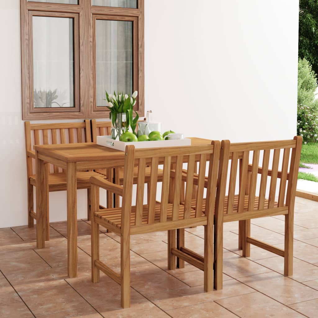 5-delt havespisesæt 140x80 cm massivt teaktræ
