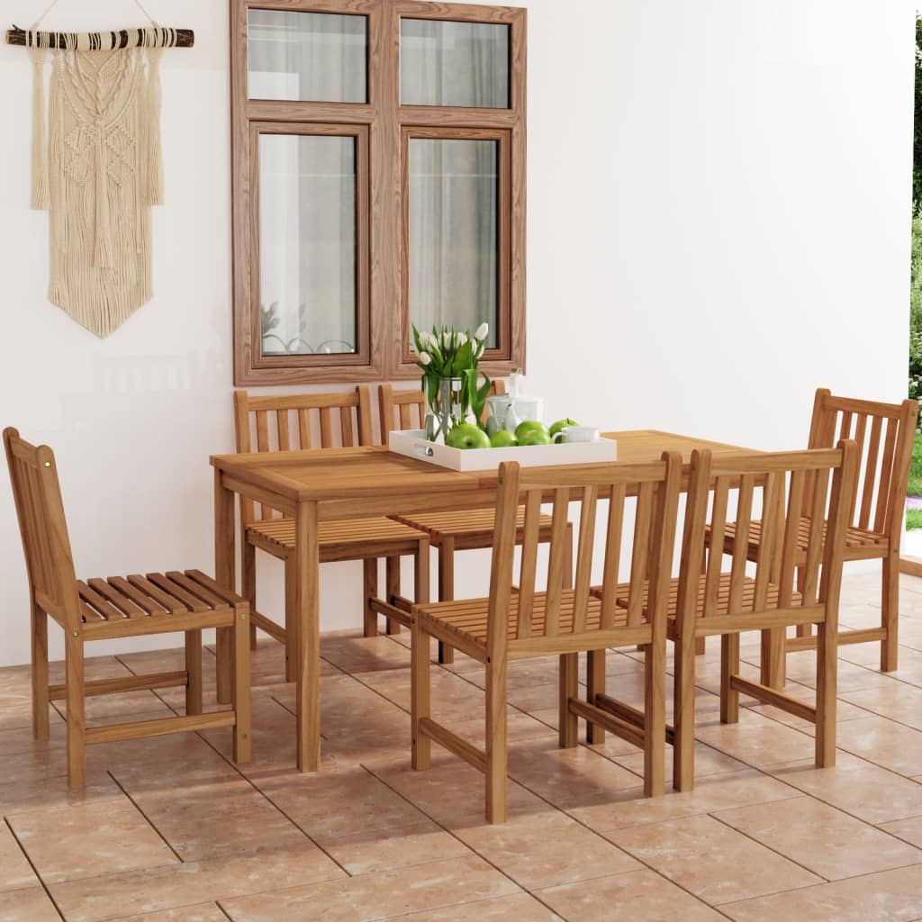 7-delt havespisesæt 160x80 cm massivt teaktræ