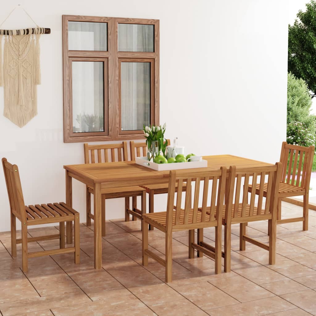 7-delt havespisesæt 180x90 cm massivt teaktræ