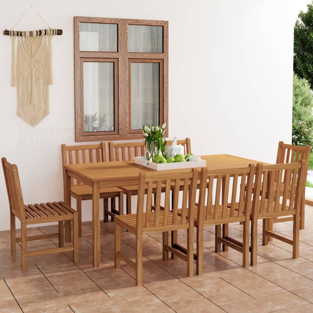 9-delt havespisesæt 180x90 cm massivt teaktræ
