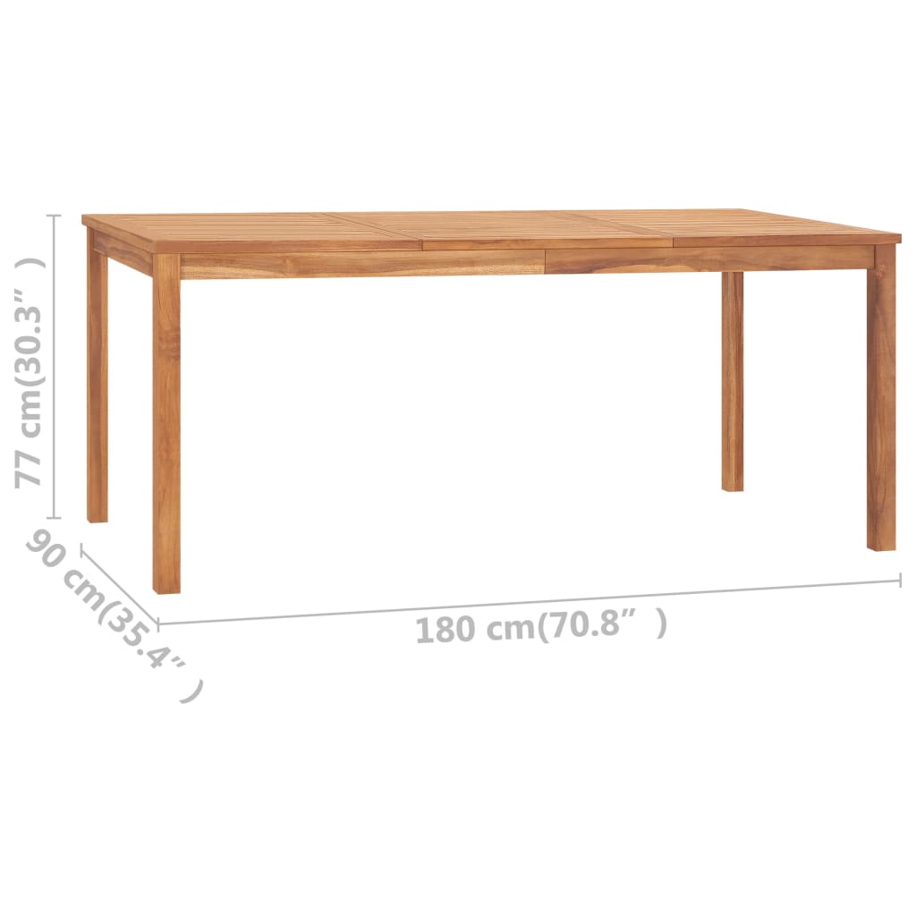 7-delt havespisesæt 180x90 cm massivt teaktræ