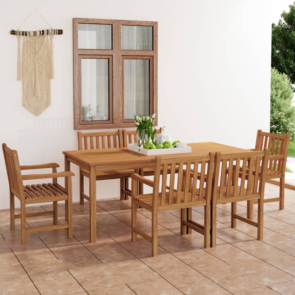7-delt havespisesæt 180x90 cm massivt teaktræ