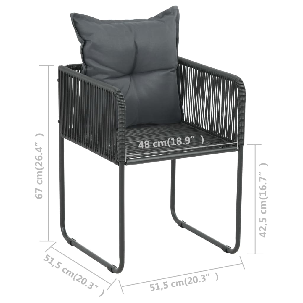 spisebordssæt til haven 7 dele polyrattan sort
