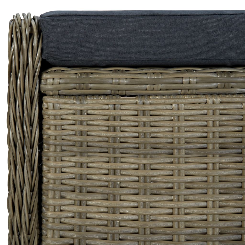 udendørs spisebordssæt 9 dele med hynder polyrattan brun