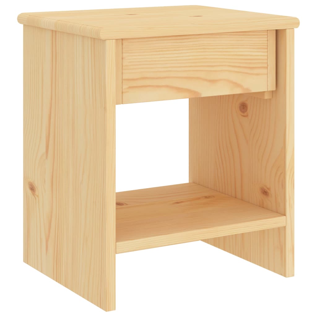 sengebord 35x30x40 cm massivt fyrretræ naturfarvet