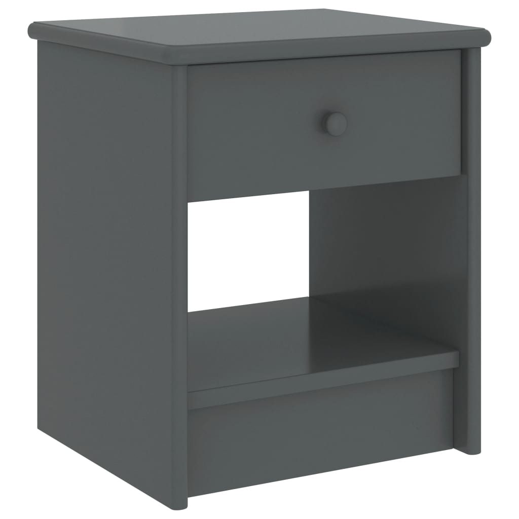 sengebord 35x30x40 cm massivt fyrretræ mørkegrå