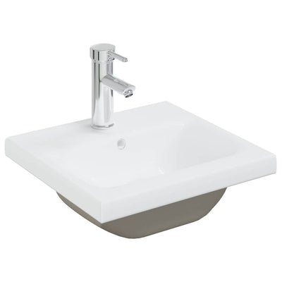 indbygget håndvask med hane 42x39x18 cm keramisk hvid