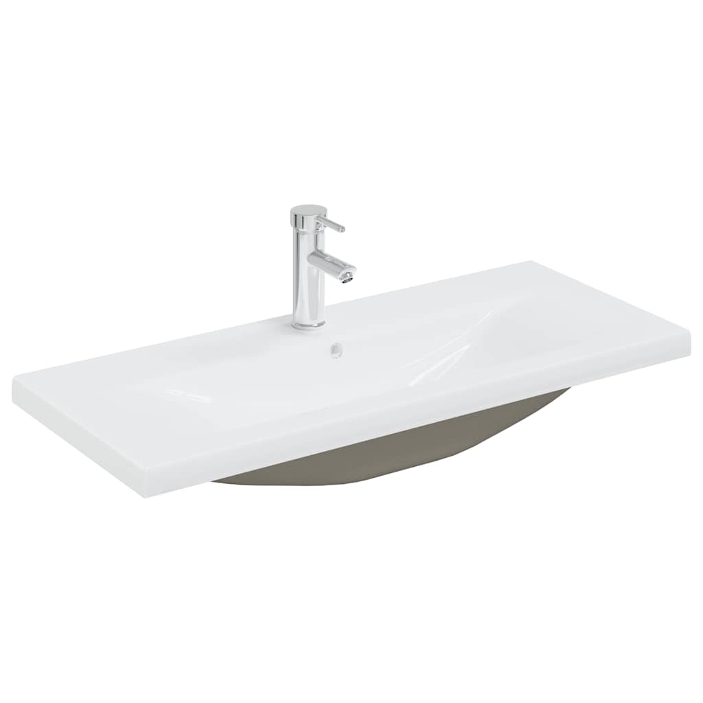 indbygget håndvask med hane 91x39x18 cm keramisk hvid