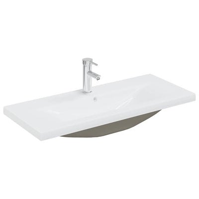indbygget håndvask med hane 91x39x18 cm keramisk hvid