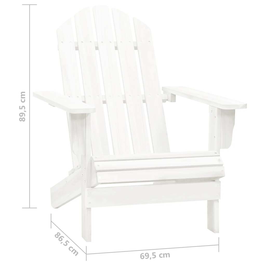 Adirondack-havestol med bord massivt grantræ hvid