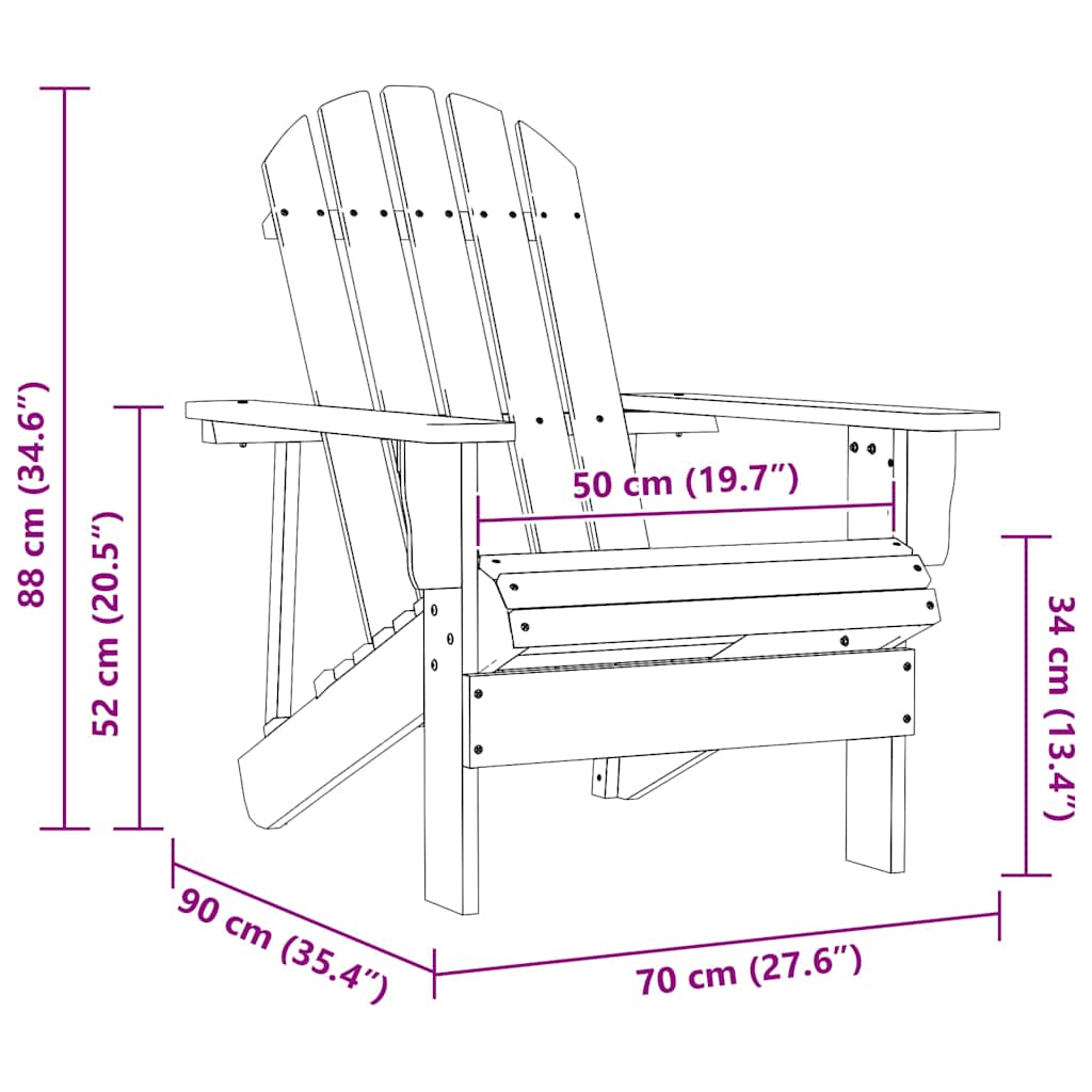 Adirondack-havestol med bord massivt grantræ