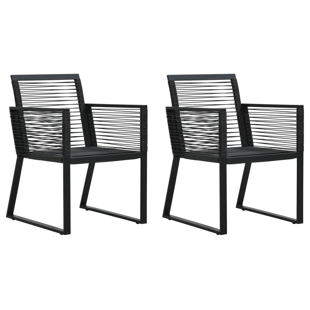 udendørs spisebordssæt 3 dele PVC-rattan sort