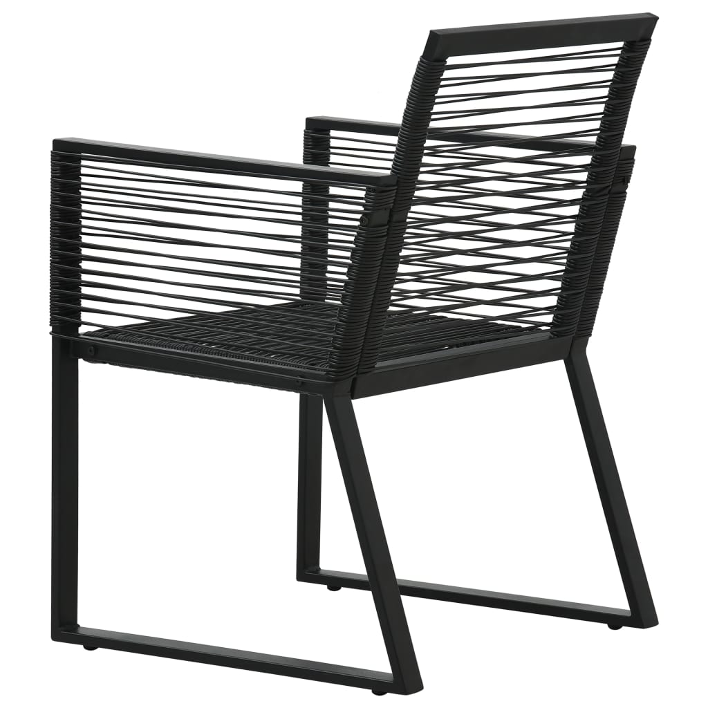 udendørs spisebordssæt 3 dele PVC-rattan sort