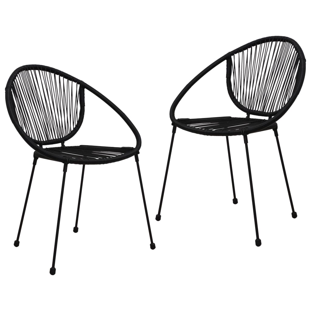 udendørs spisebordssæt 3 dele PVC-rattan sort