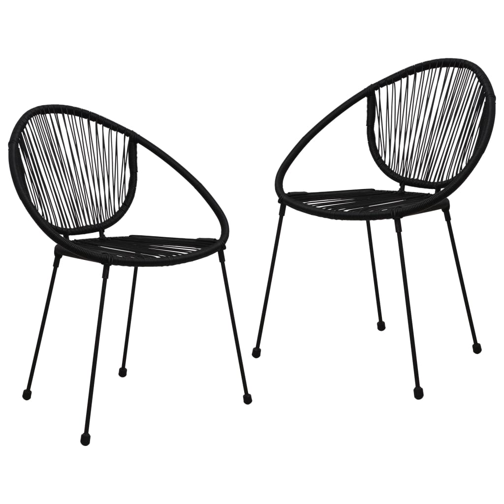 udendørs spisebordssæt 3 dele PVC-rattan sort