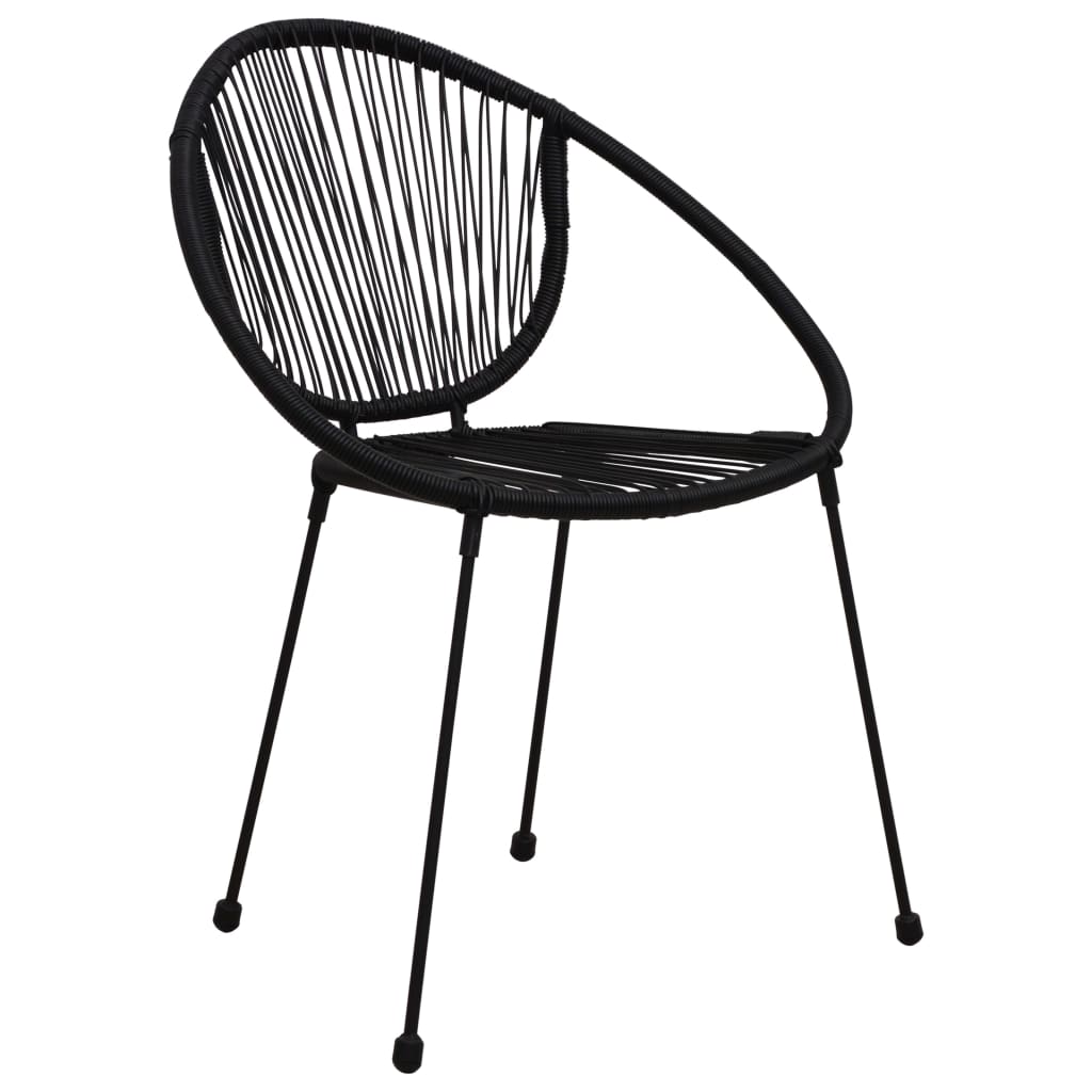 udendørs spisebordssæt 3 dele PVC-rattan sort