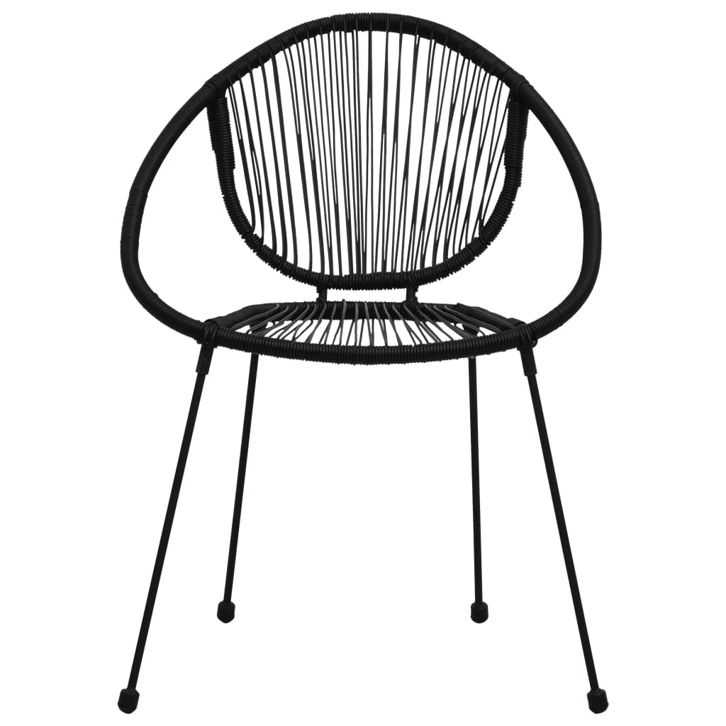 udendørs spisebordssæt 3 dele PVC-rattan sort