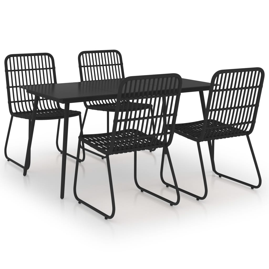udendørs spisebordssæt 5 dele polyrattan og glas