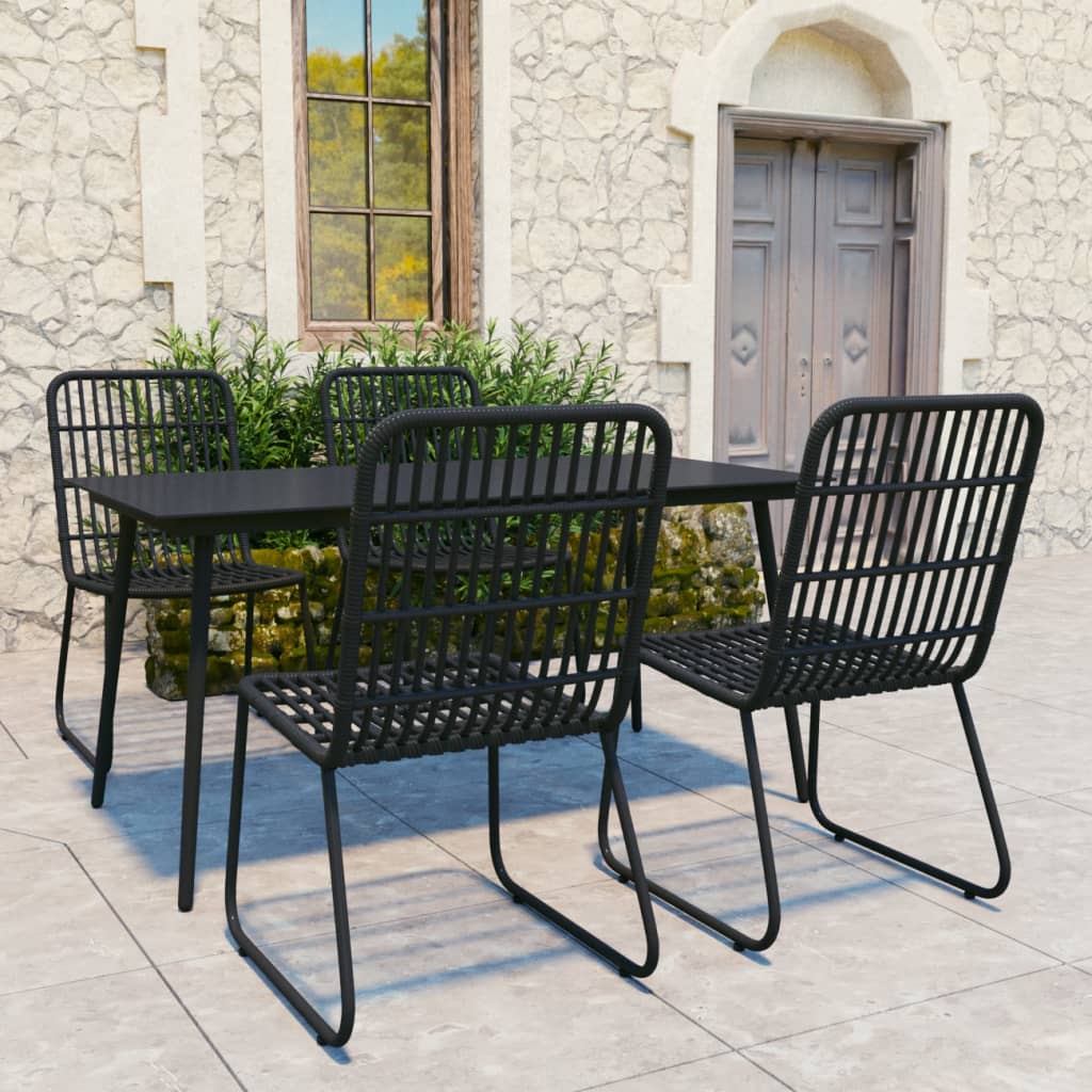 udendørs spisebordssæt 5 dele polyrattan og glas