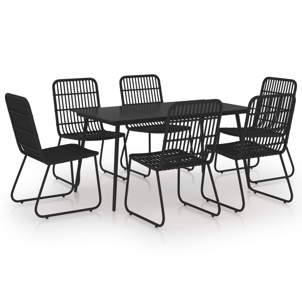 udendørs spisebordssæt 7 dele polyrattan og glas