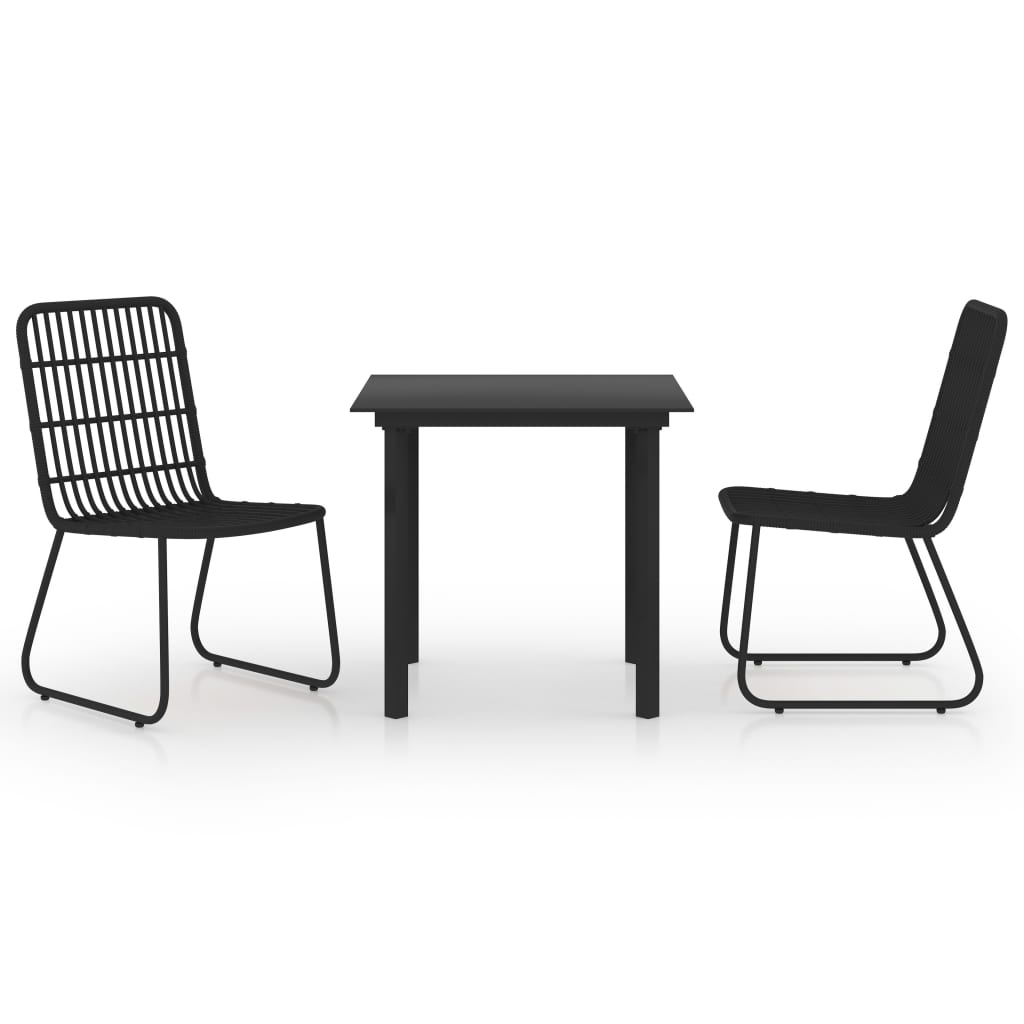 udendørs spisebordssæt 3 dele polyrattan og glas
