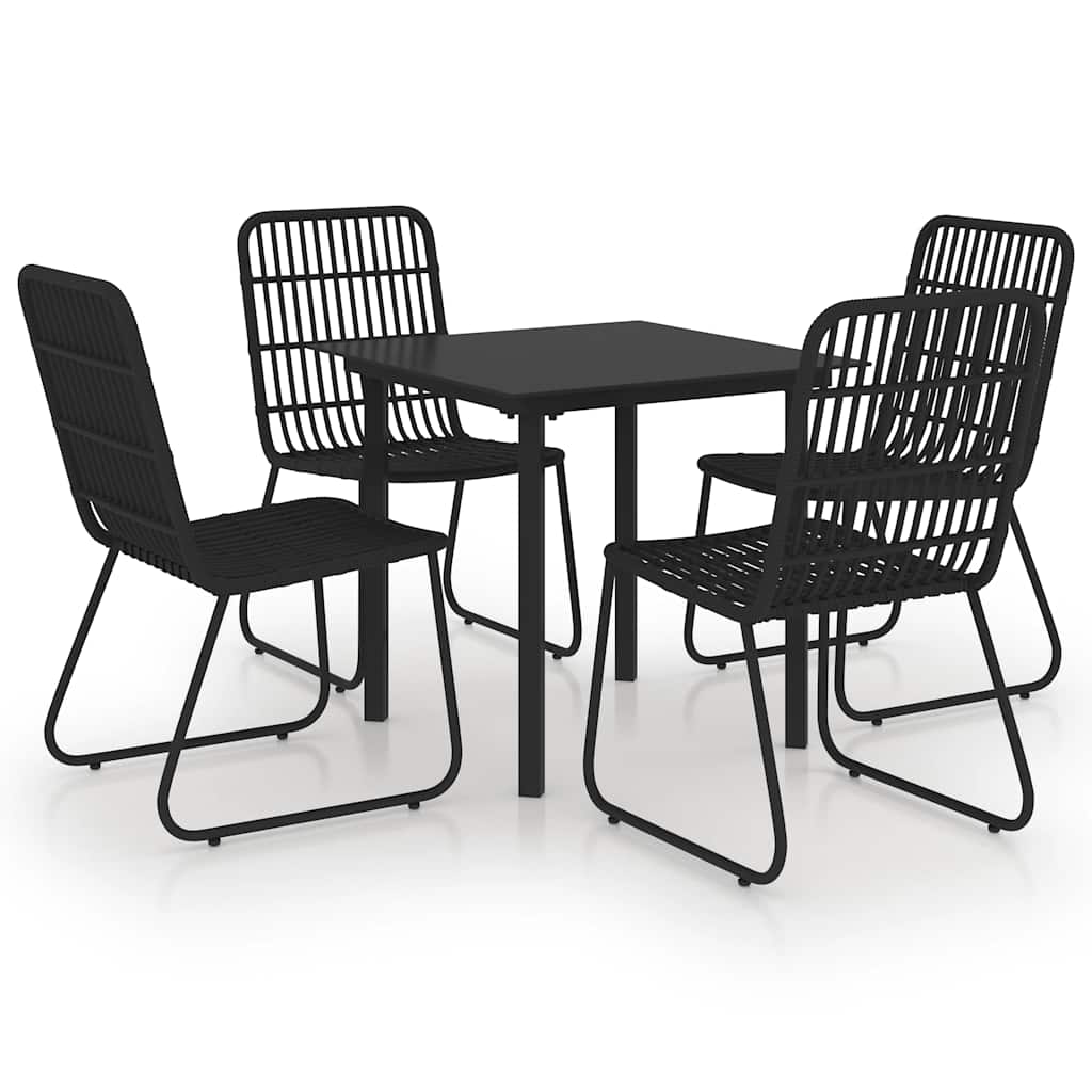 udendørs spisebordssæt 5 dele polyrattan og glas