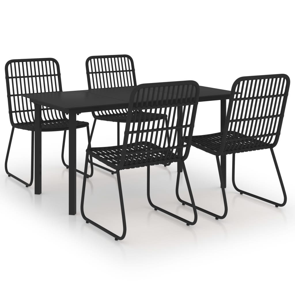 udendørs spisebordssæt 5 dele polyrattan og glas