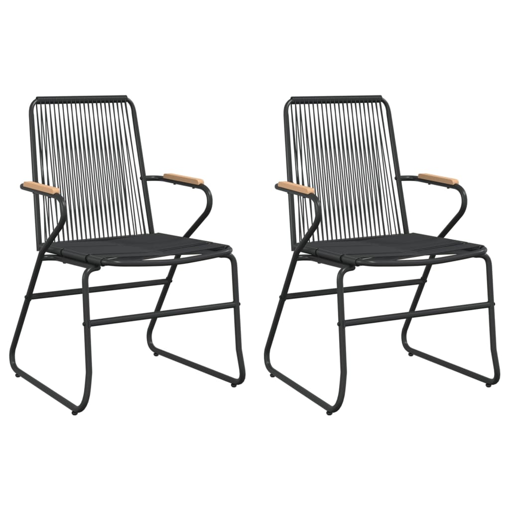 spisebordssæt til haven 3 dele PVC-rattan sort