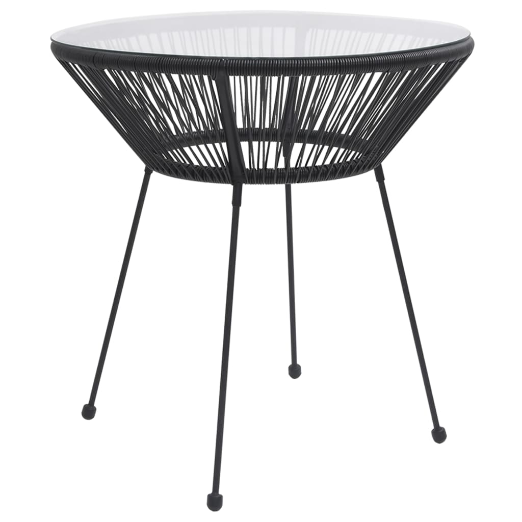 spisebordssæt til haven 3 dele PVC-rattan sort