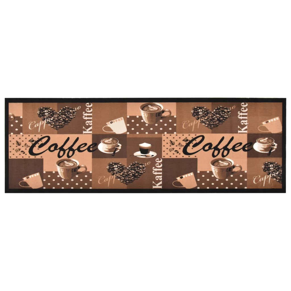 køkkenmåtte 45x150 cm vaskbar kaffetryk brun